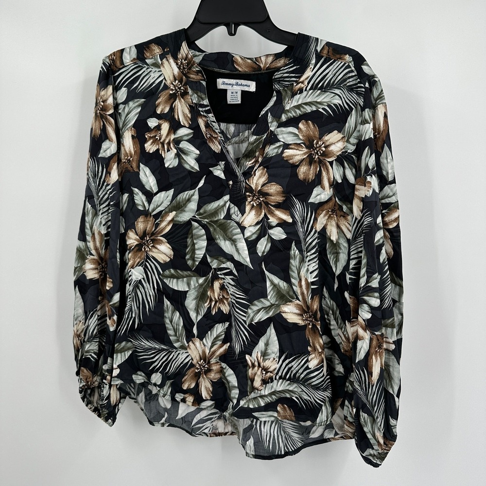 Tommy Bahama Womens Tropical Floral‎ Top Size M Vacation Floral Cruise Resort